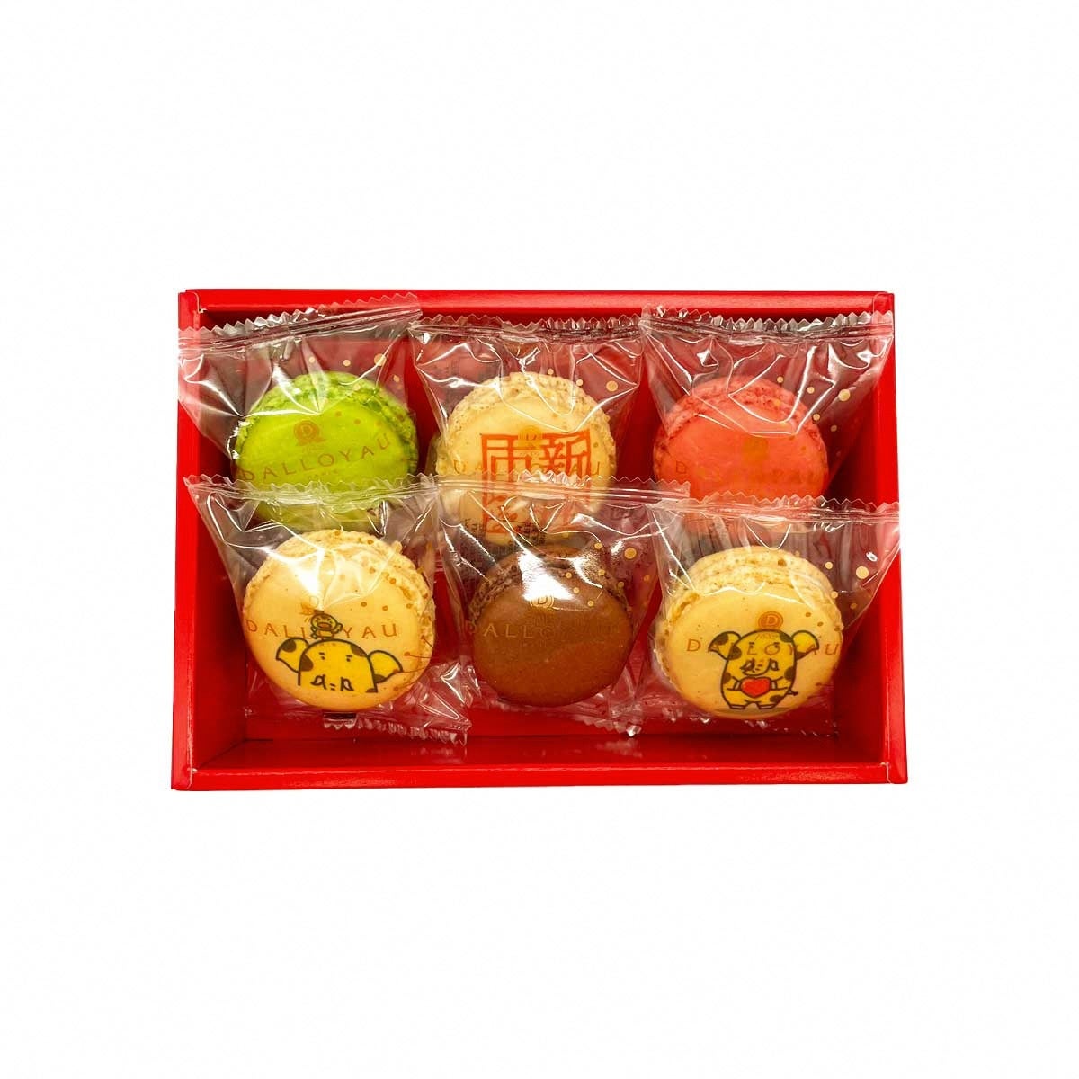 ダロワイヨの新座市限定返礼品（新座市イメージキャラクターゾウキリンのプリントマカロン）