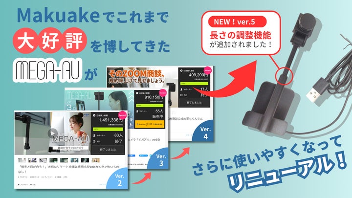 最大30%OFF】目線が合うWebカメラ“MEGA-AU ver.5”がMakuake 最大30%OFF】目線が合うWebカメラ“MEGA-AU ver.5”がMakuake