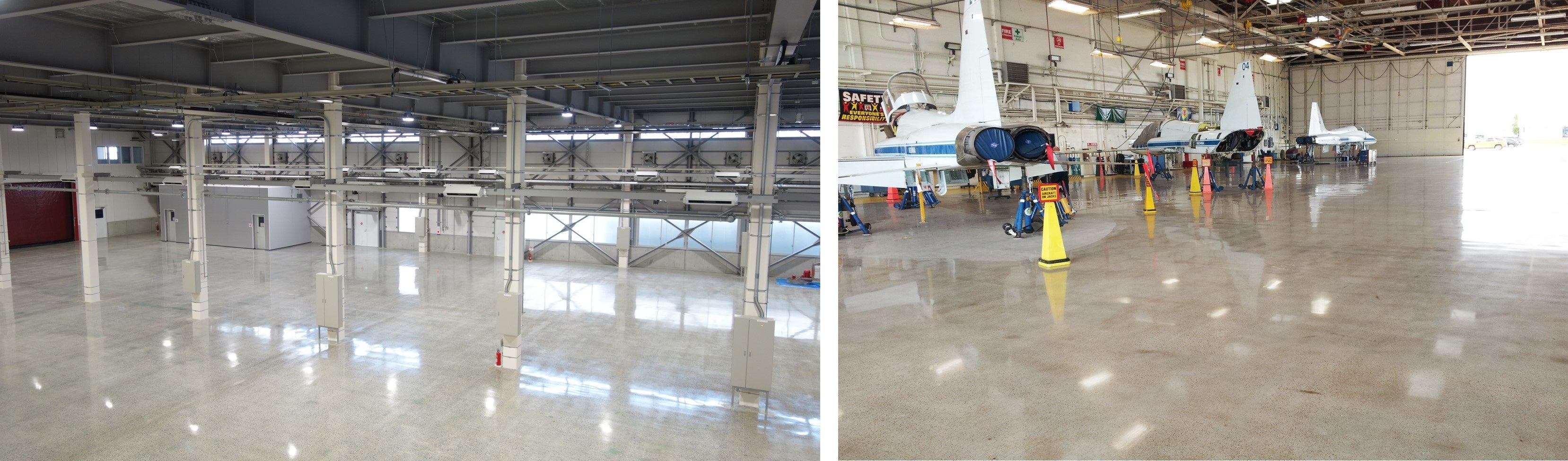 工場や倉庫、整備場の床面に