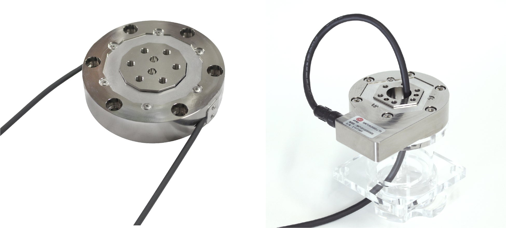 力覚センサZYXer「ダブル出力モデル」(左)と「中空モデル」(右)