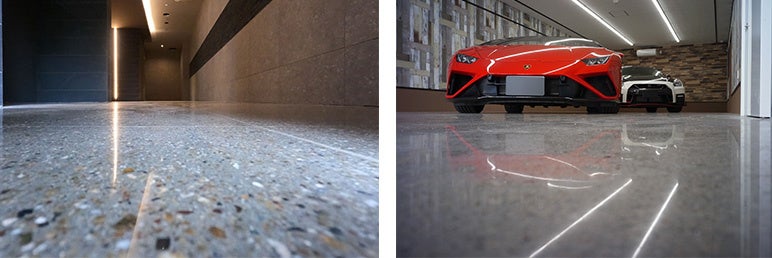 商業施設、マンションエントランスやガレージの床面でも導入実績あり