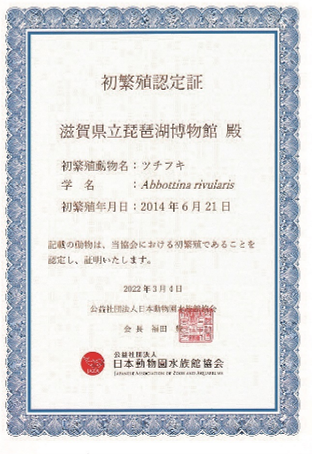 初繁殖認定証書