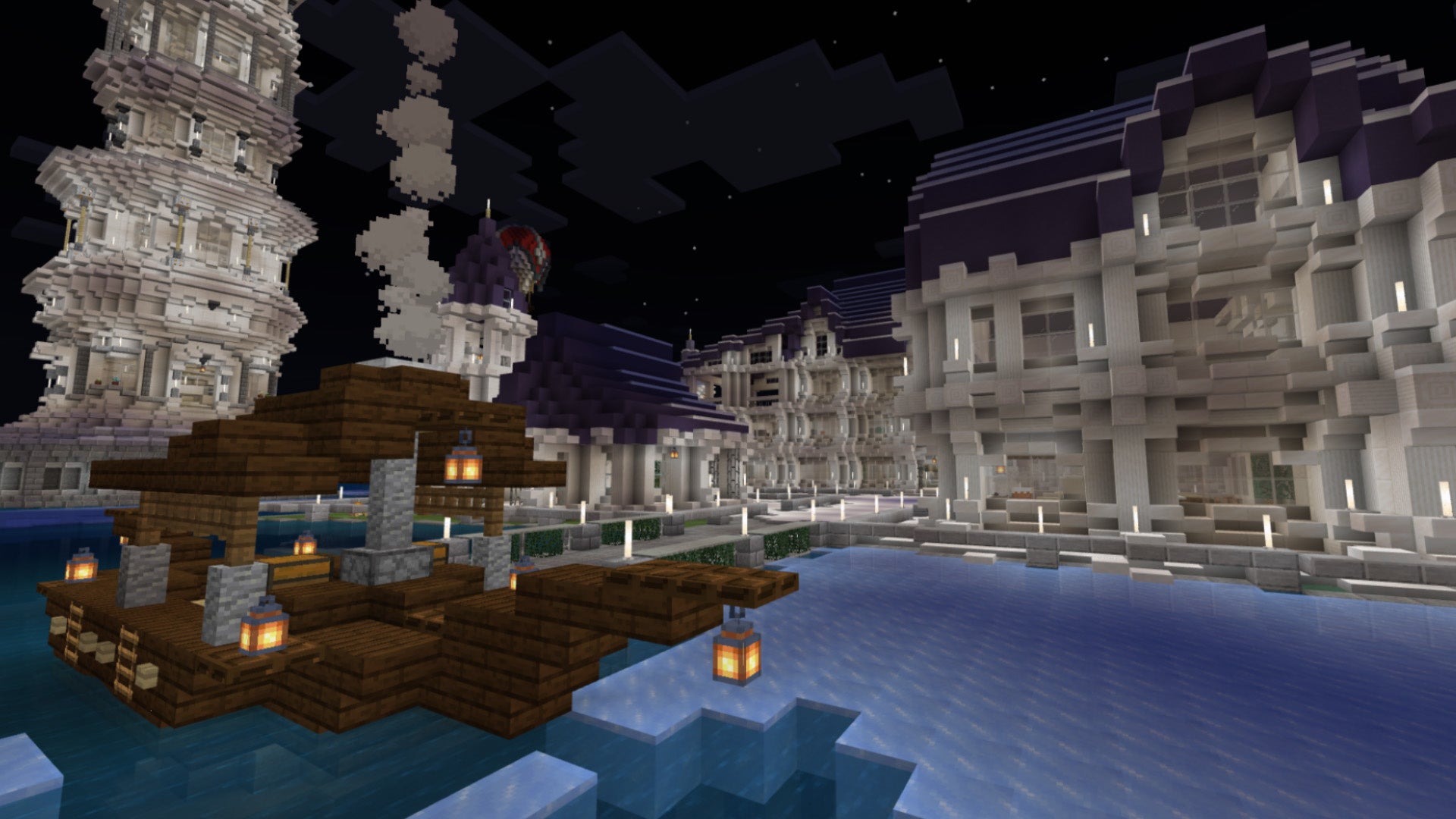 中心部にある泉に立てば、家や小舟など都市の全てが見渡せます