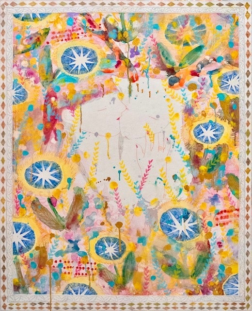 once upon a time  30号　  2022年    パネルに和紙、岩絵具、ペン、色鉛筆、透明水彩