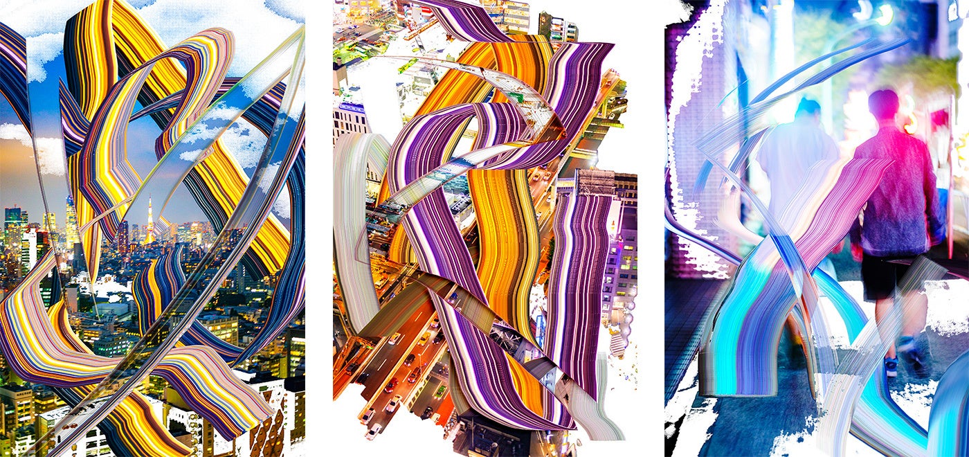 左から小林健太《WASHI_TOKYOTOWER》《WASHI_SHIBUYA246》《WASHI_WALK2》