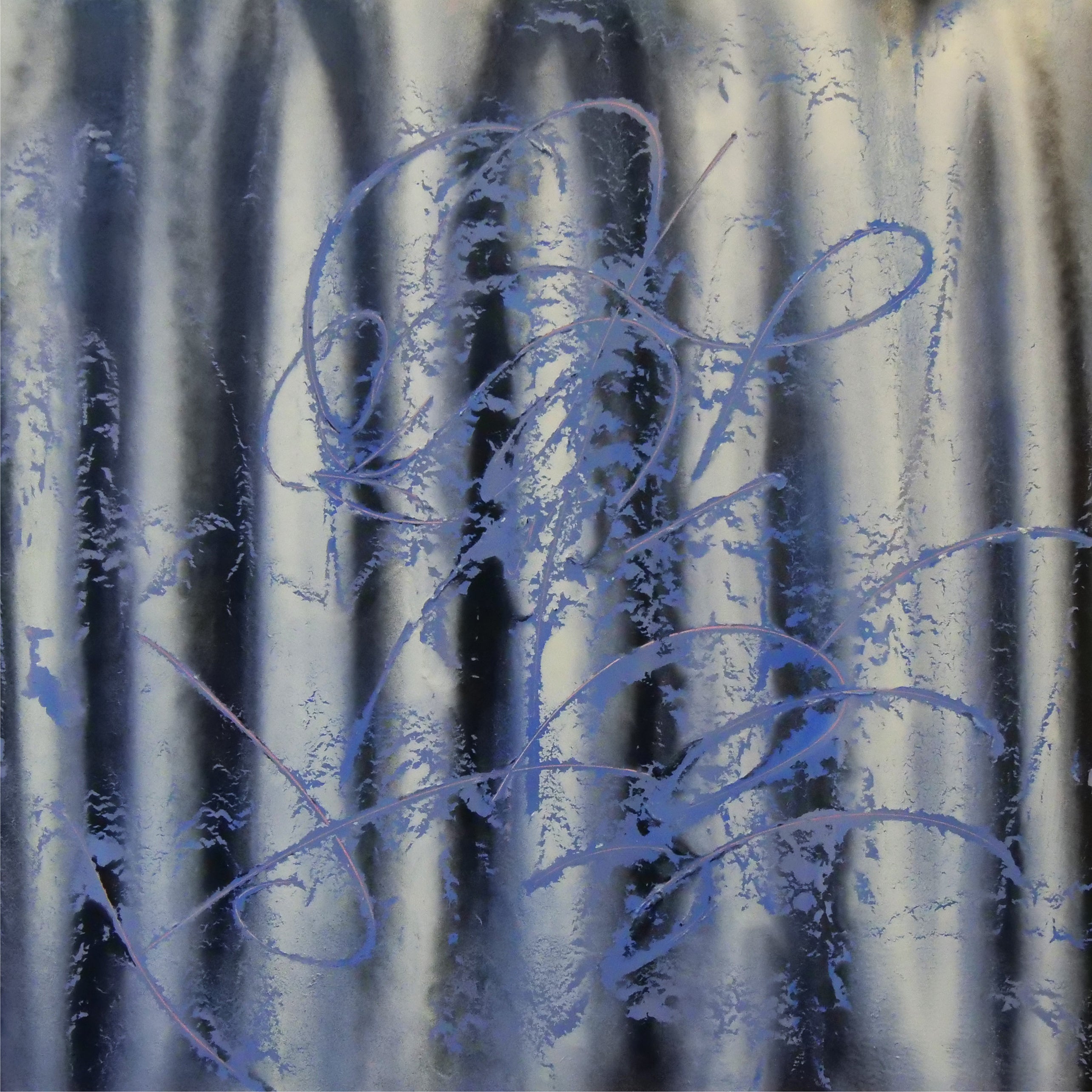 《Painting and peel 05》（2022）アクリル、スプレー、パネル 650×650×20mm