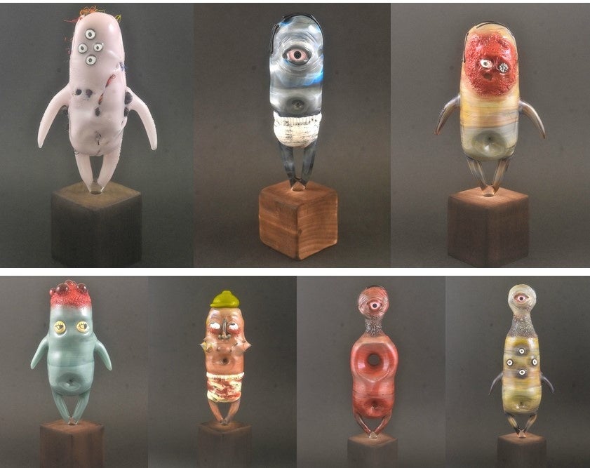 上野良樹　窯変硝子平水指　共箱　美品　硝子　ガラス　古美術　【正一古美術】 上野良樹 窯変硝子平水指 共箱 美品 硝子 ガラス 古美術 【正