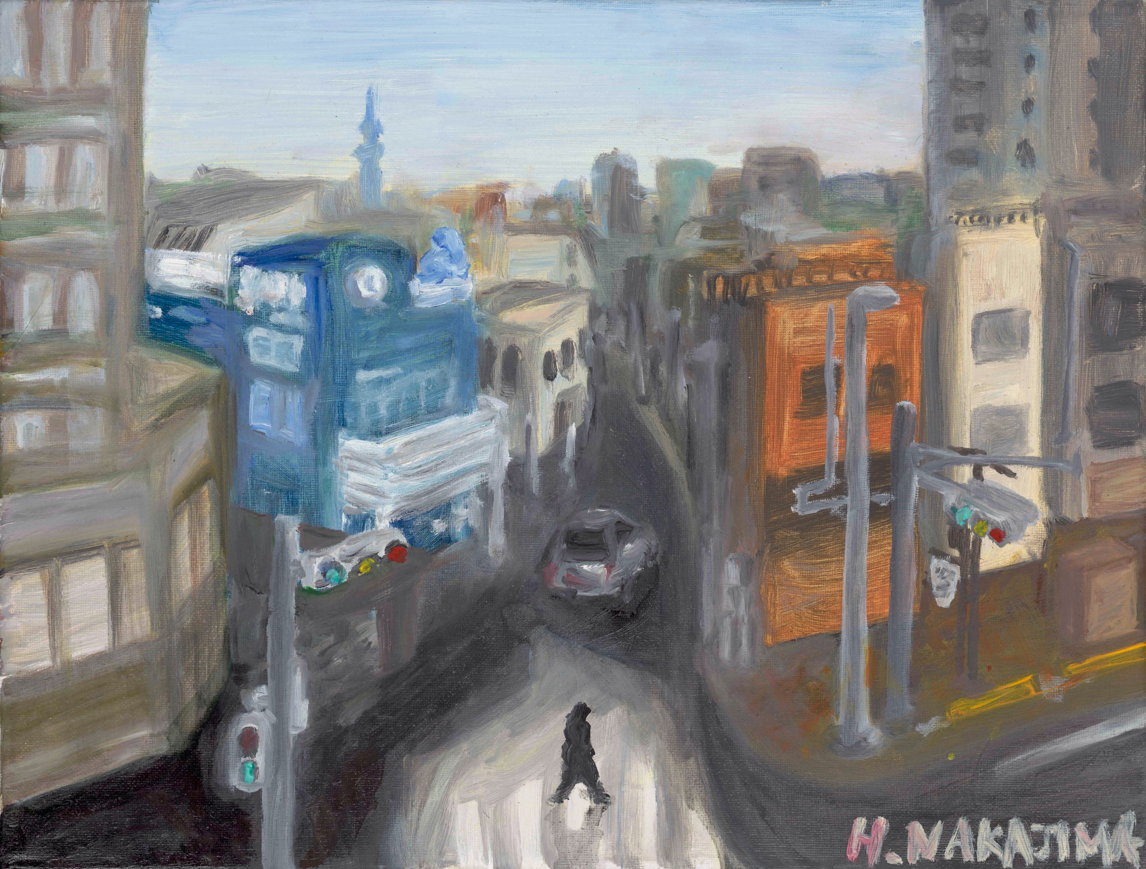 中島晴矢 《町屋風景》　2020　カンヴァスに油彩　410 × 318 mm