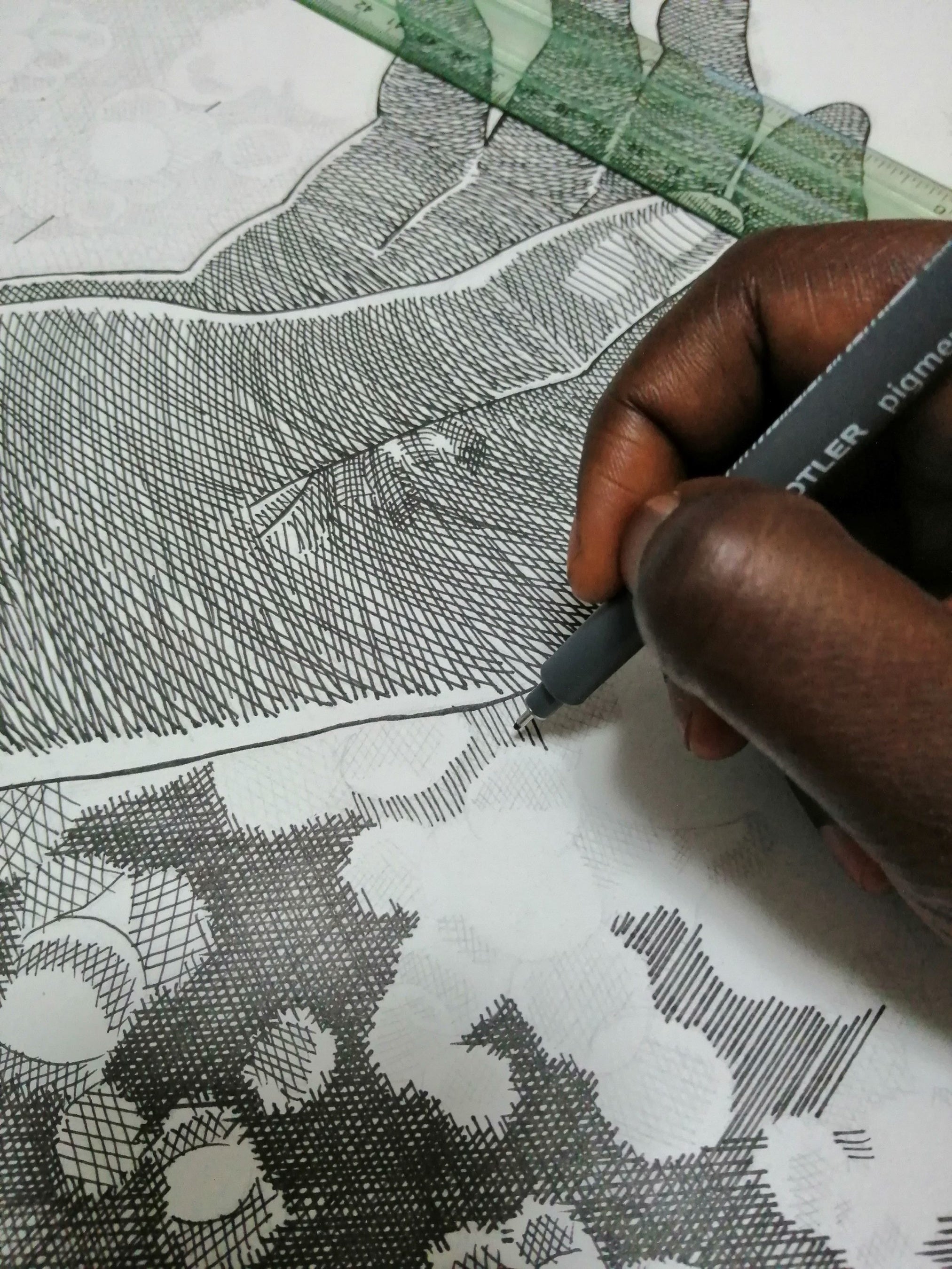 image 1（本書より） シクステ・カキンダ ”Monologue II (detail panel 1, work in progress), drawing on paper, 2020 © Sixte Kakinda