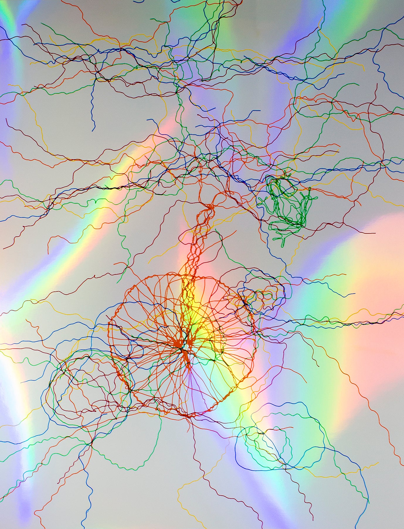 今村源 “ヒカリにかえる・キノコ” silkscreen on hologram sheet, 66 x 50.5 cm, ed. 20, 2017, courtesy of Gallery Nomart