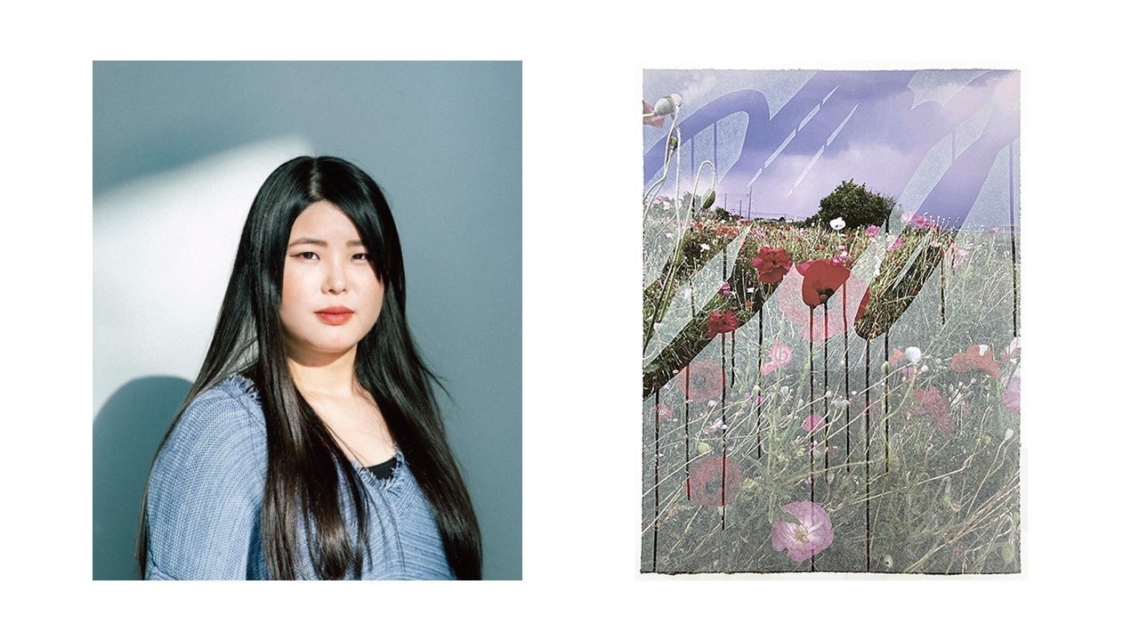 左：小谷くるみ（photo hanako kimura）、右：作品サンプル