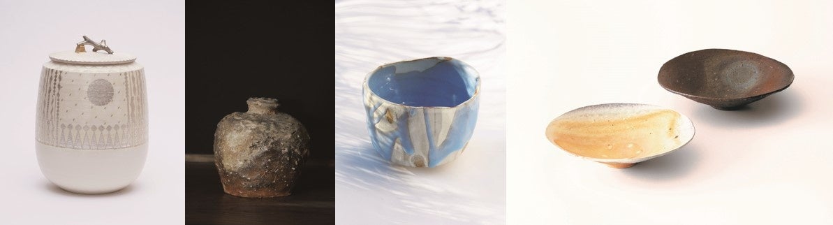 左から:高橋朋子作品、谷穹作品、十六世松林豊斎作品、竹下鹿丸作品