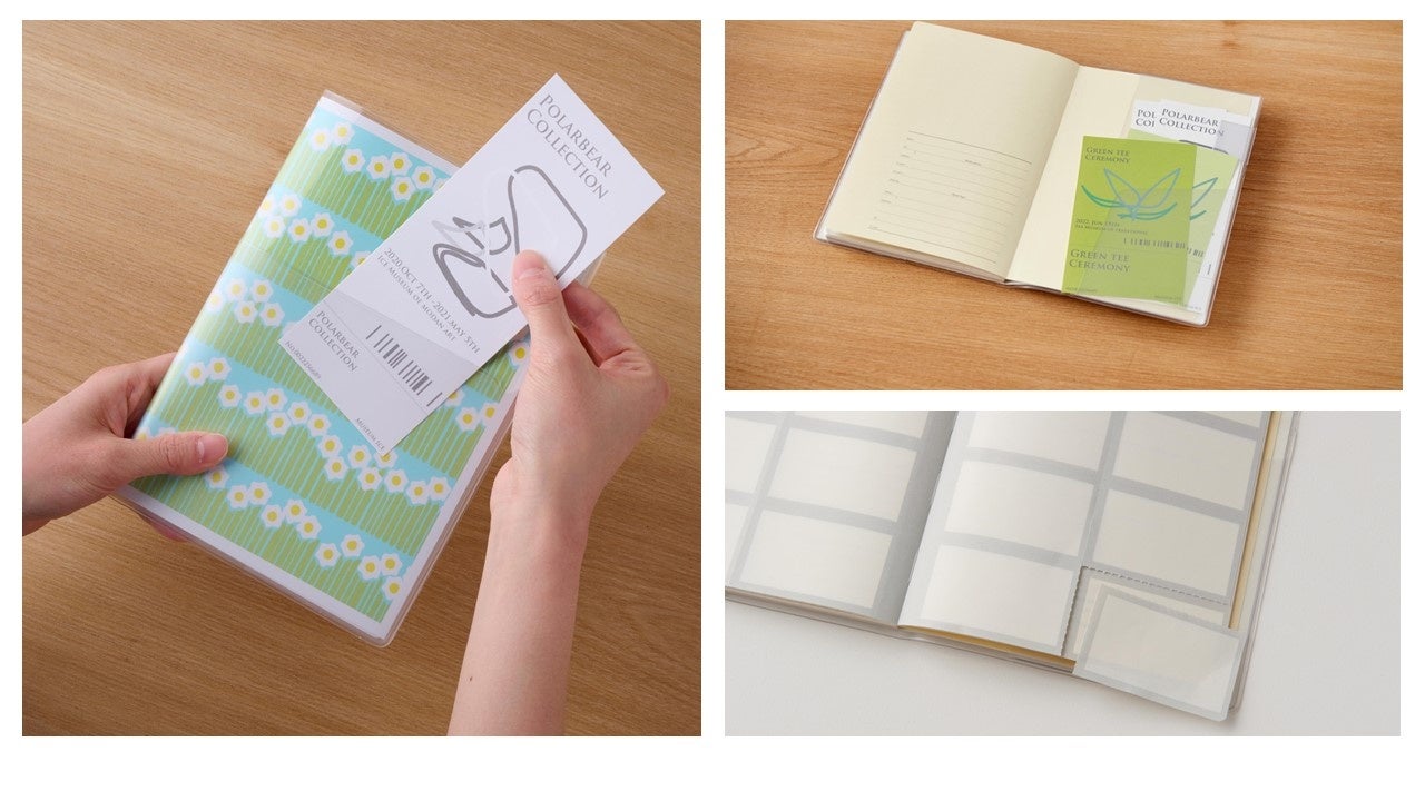 ビニールカバーはポケット付き。切り取りメモもあります