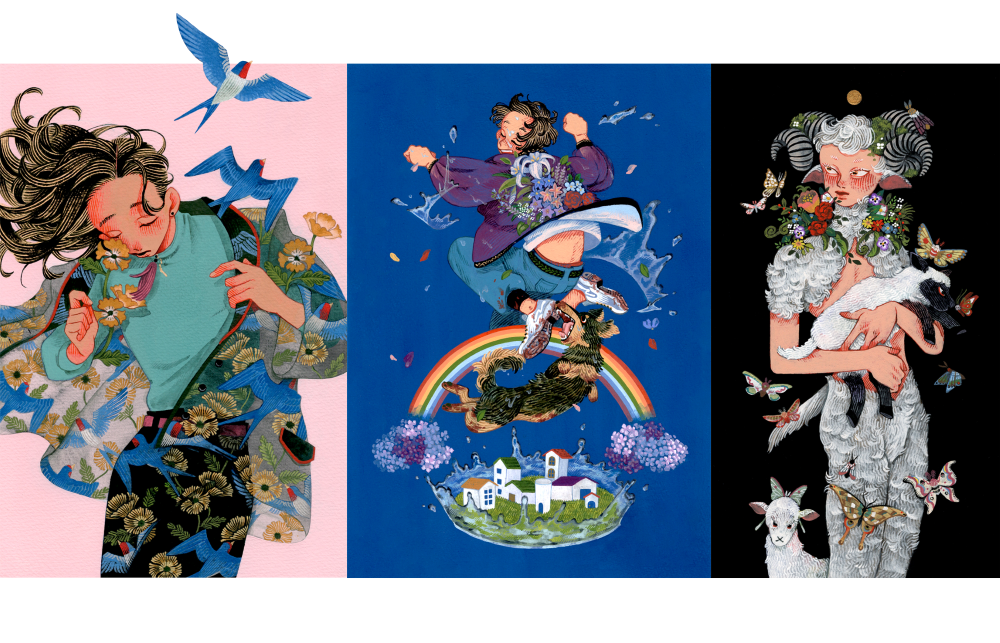 ※左から：羽ばたく鼓動／虹に会いに行こう／あたら夜の庭