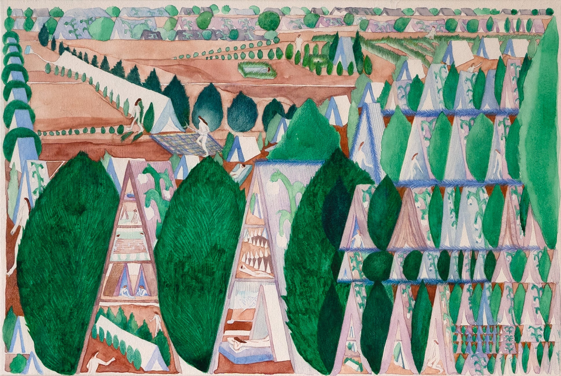 「Rear Window」水彩、色鉛筆、和紙、パネル27.5×41cm／2023年