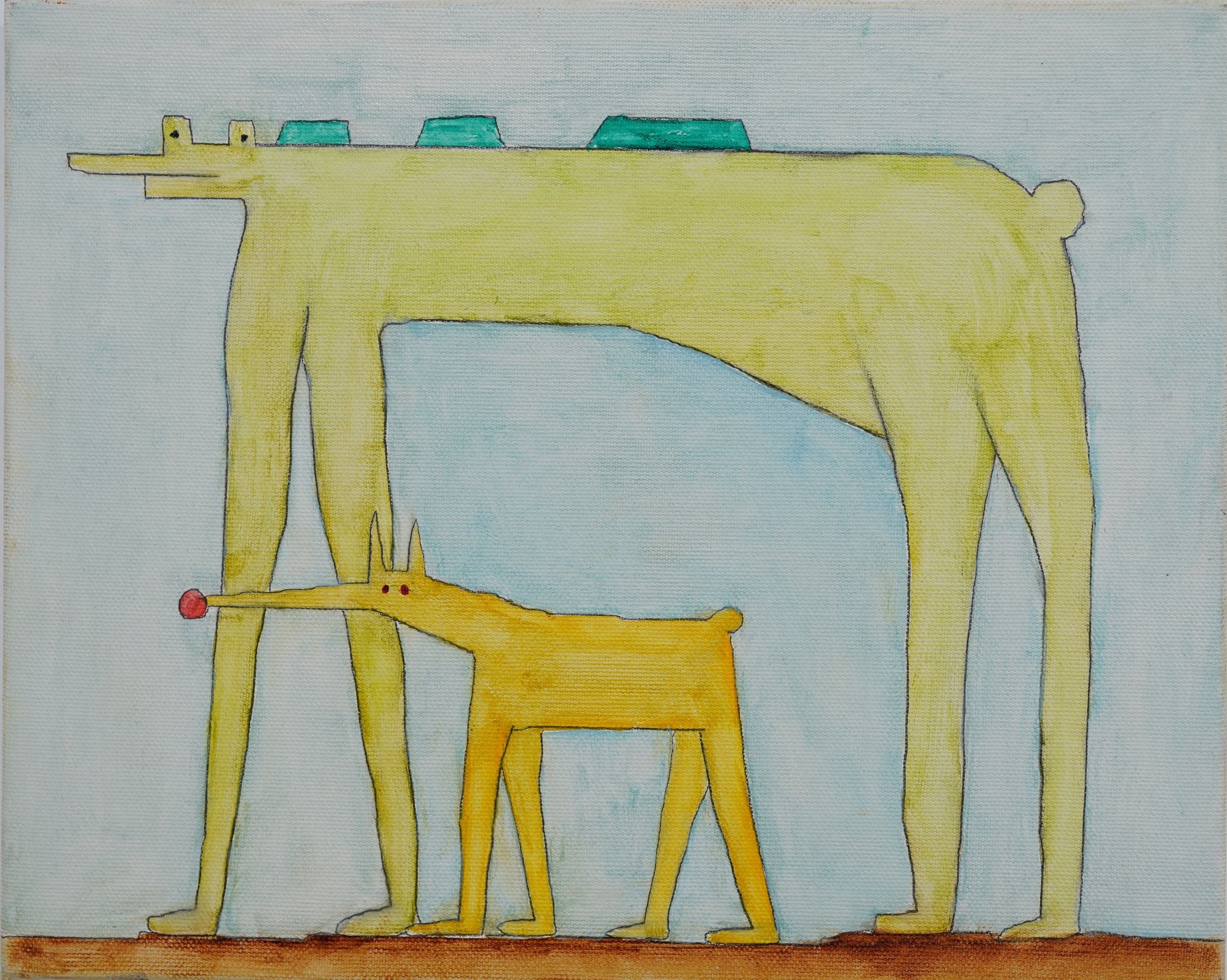 カトウ《長い足での少しだけ長い散歩》220×273mm Oil on canvas 2023