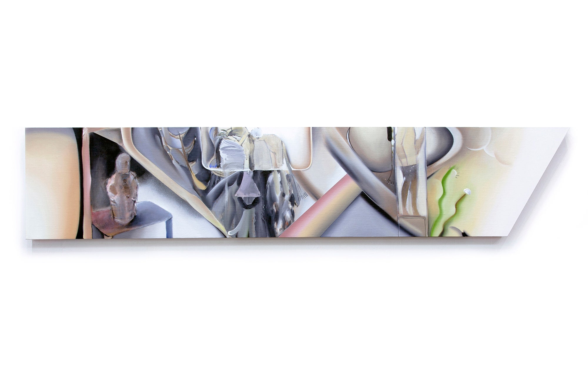 《呼び継ぎ（埴山の音）》2023　300×1480 mm　Oil and Acrylic on canvas, Panel