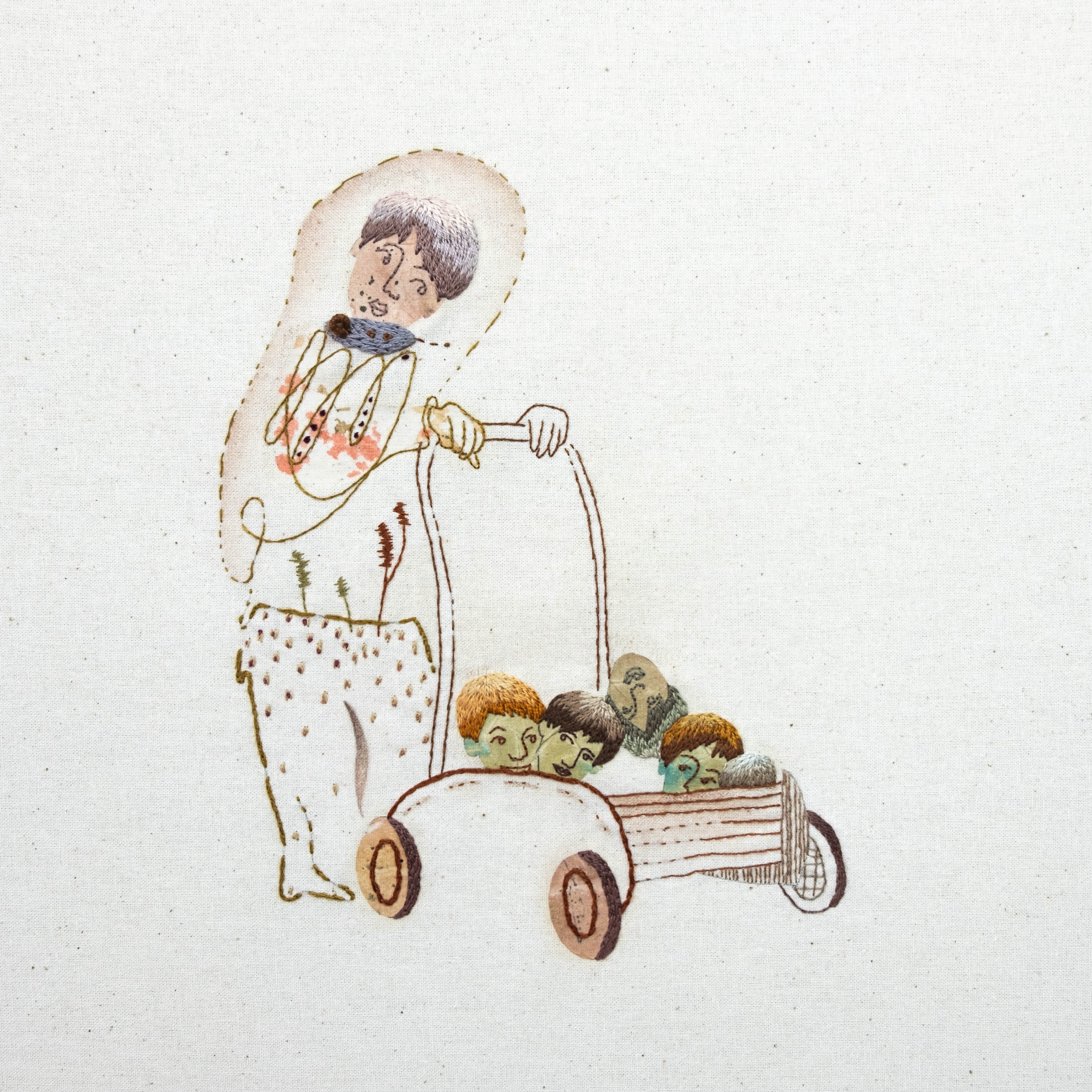 《Draw The Nautical Chart 070》　素材：糸、アクリル、ペーパー、色鉛筆、サイズ：W335xD45xH335 mm（含額縁）、2023年