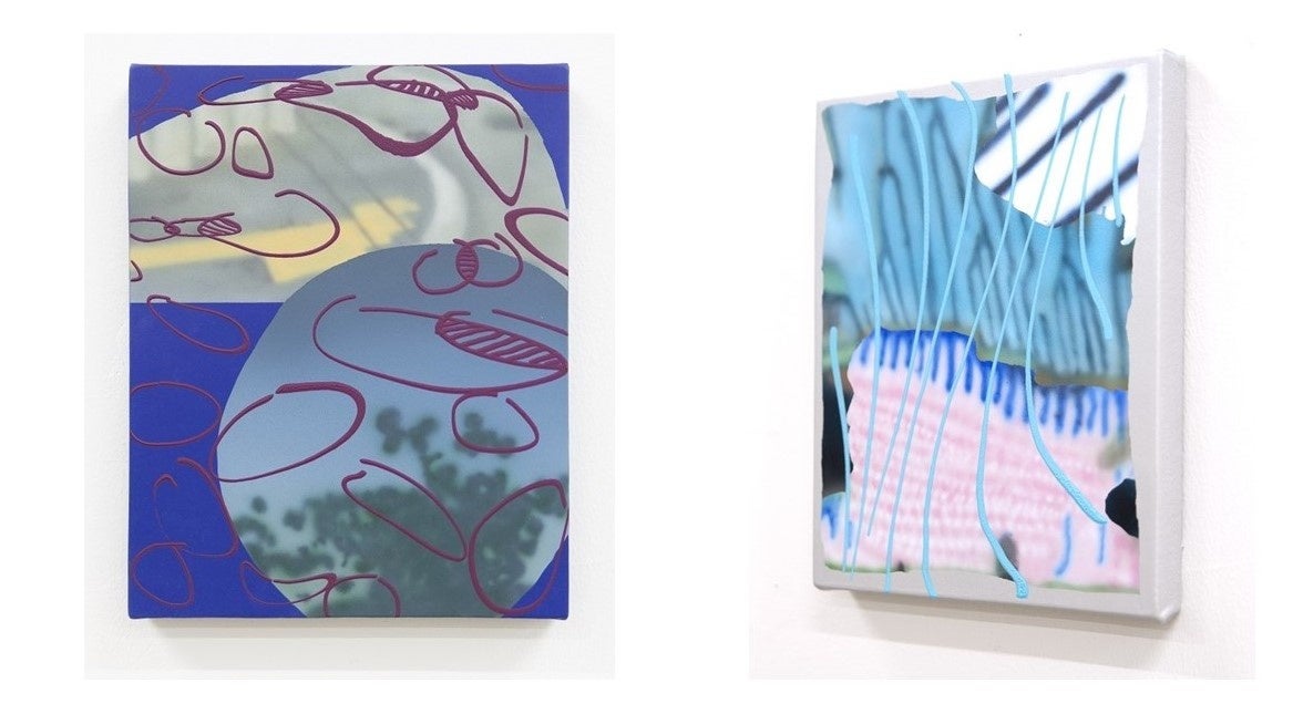 左《8da0b6_fingerprint2》2023年　Acrylic on canvas 240×190mm、右《8da0b6_fingerprint6》2023年　Acrylic on canvas 240×190mm