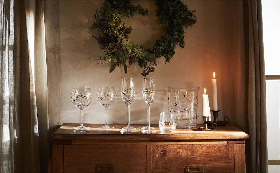 クリスマスリーフ グラス_¥1,790_クリスマスリーフ グラス タンブラー_¥1,390