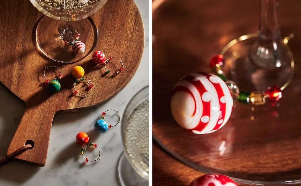 クリスマスボーブル ワインマーカー（X 6 セット）_¥2,290