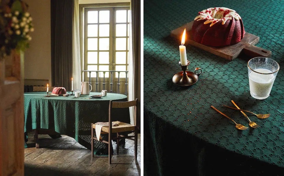 エンブロイダリー コットン クリスマス テーブルクロス_¥15,990