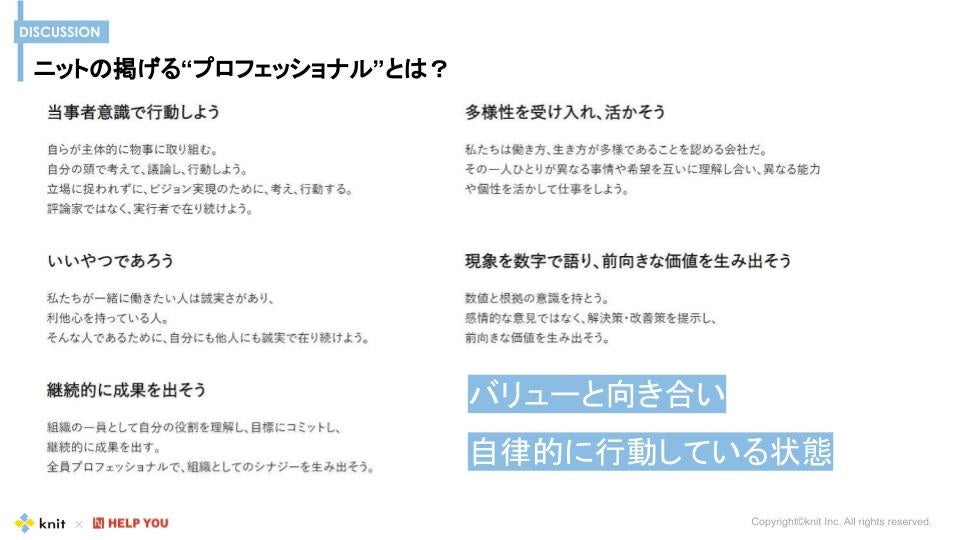 ニットのバリューを改めて説明