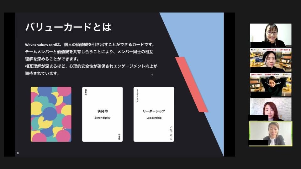 新人メンバーとの事前の交流会で実施したバリューゲーム