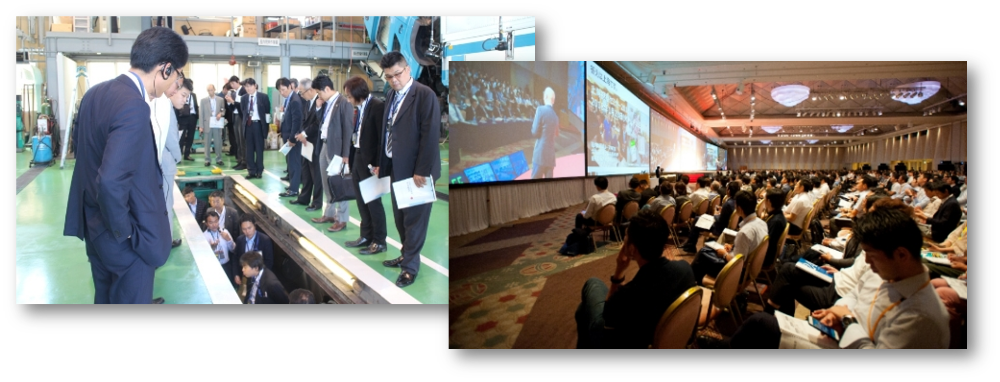 ▲先進物流企業視察セミナー（左）と、経営戦略セミナー（右）の様子