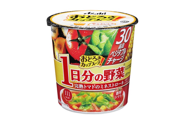 『おどろき野菜 1日分の野菜 完熟トマトのミネストローネ』『おどろき野菜 1日分の野菜 完熟トマトのコク旨カレー』発売 | アサヒグループ食品 ...