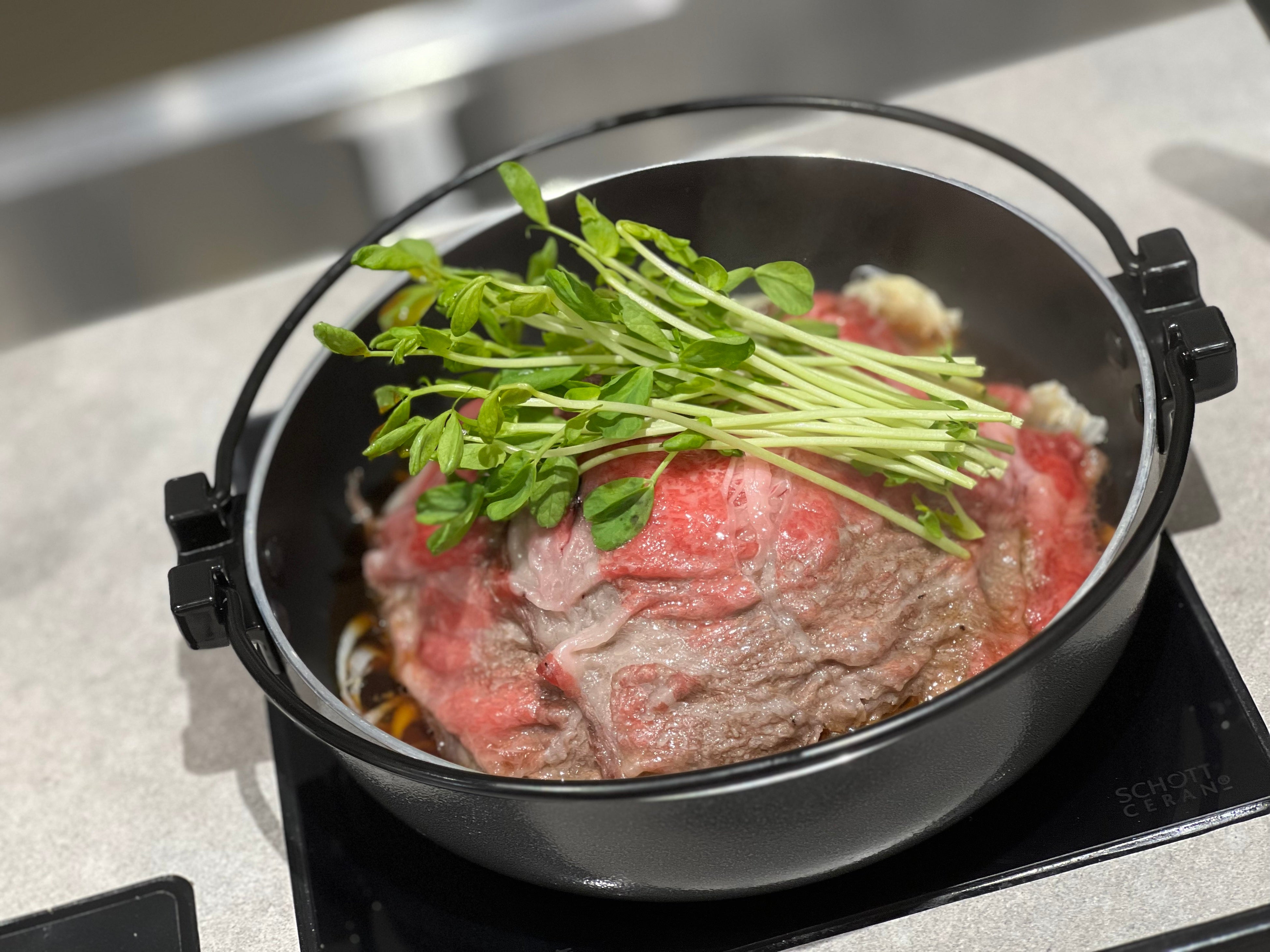 3分半蒸した後、割下をかける