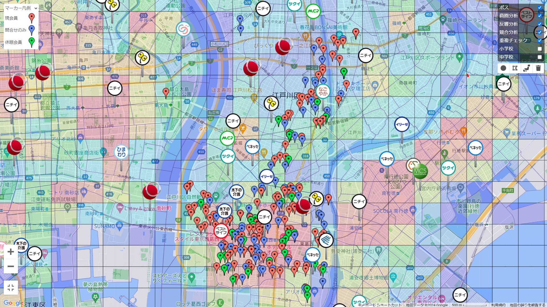 数クリックでエリア選定に必要な情報を閲覧