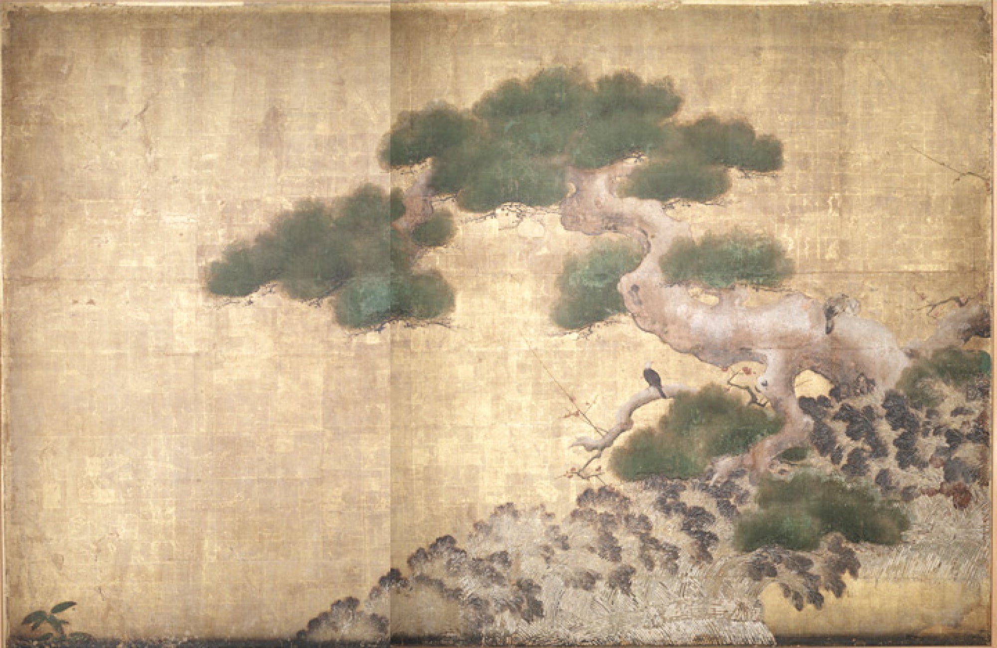 〈黒書院〉一の間障壁画《松柴垣小禽図》