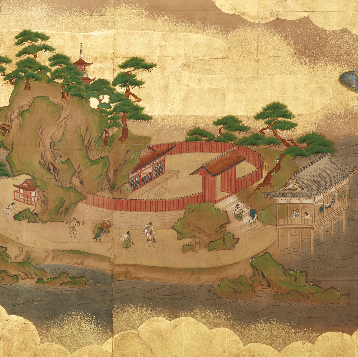 〈黒書院〉帳台の間障壁画 《名所風俗図》(部分)