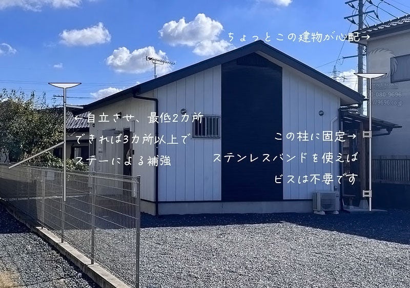 賃貸のためアンテナをビスで固定しない方法を模索した提案図（事前無料カウンセリング）