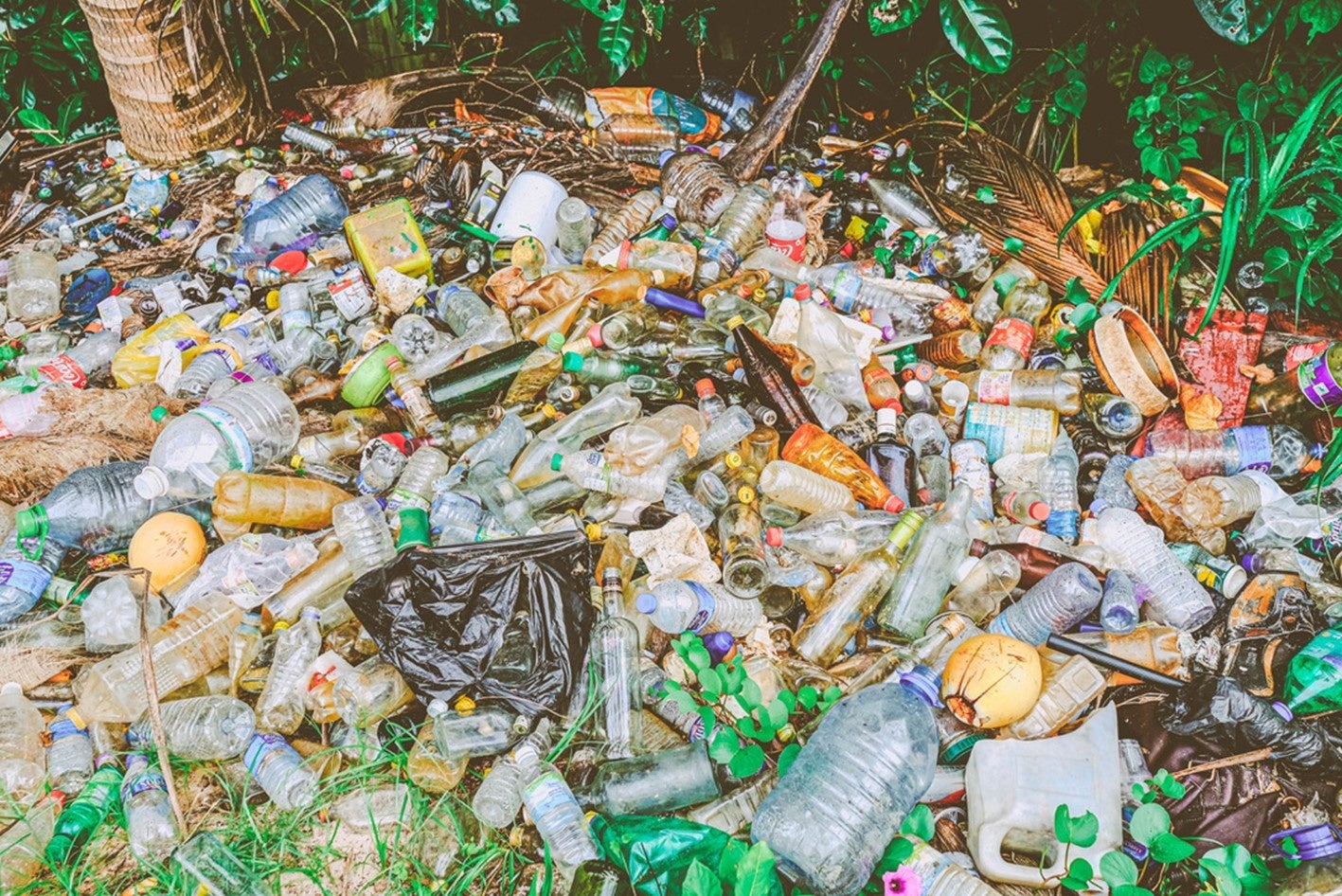 適正に廃棄物処理がされていないプラスチックゴミが河川から海洋へと流出していく
