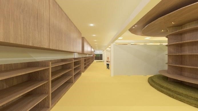 たっぷりとした壁面収納で整理整頓された環境作り（イメージ図）