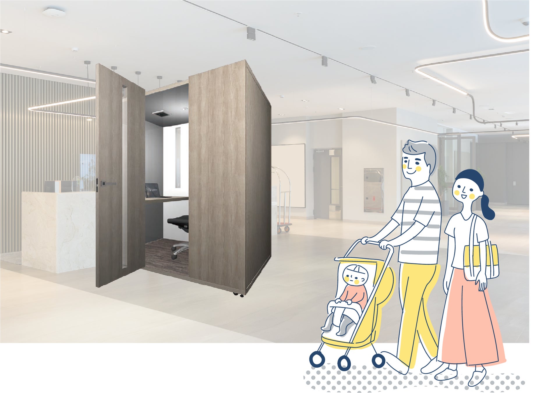 マンションの共用部分に設置した個室型ボックスのイメージ