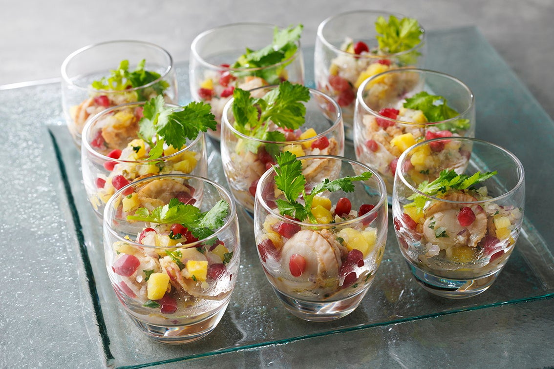 帆立貝とザクロのセビーチェ（ディナー限定）