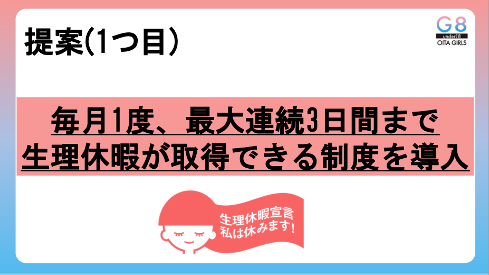 「学校に生理休暇の導入、普及を〜大分から全国へ〜」発表スライドより抜粋