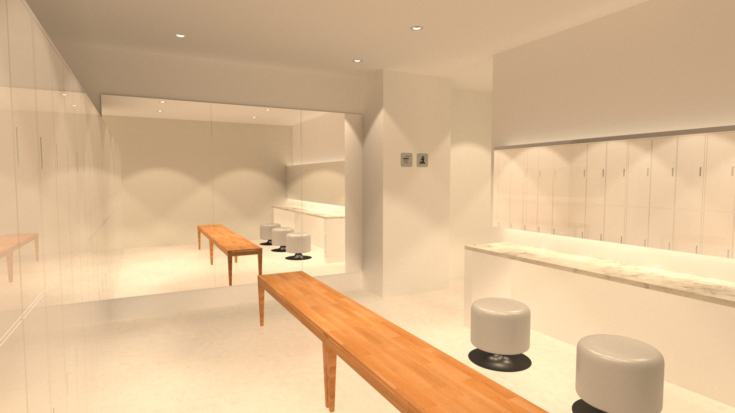 広々とした更衣室併設のパウダールーム