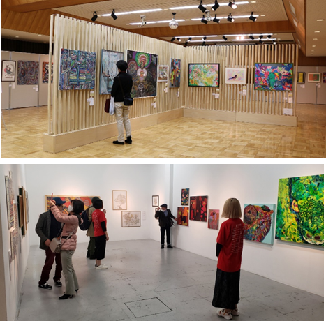 公募展入選作品展示（2021年度）（上）深川江戸資料館B1レクホール（下）EARTH＋GALLERY