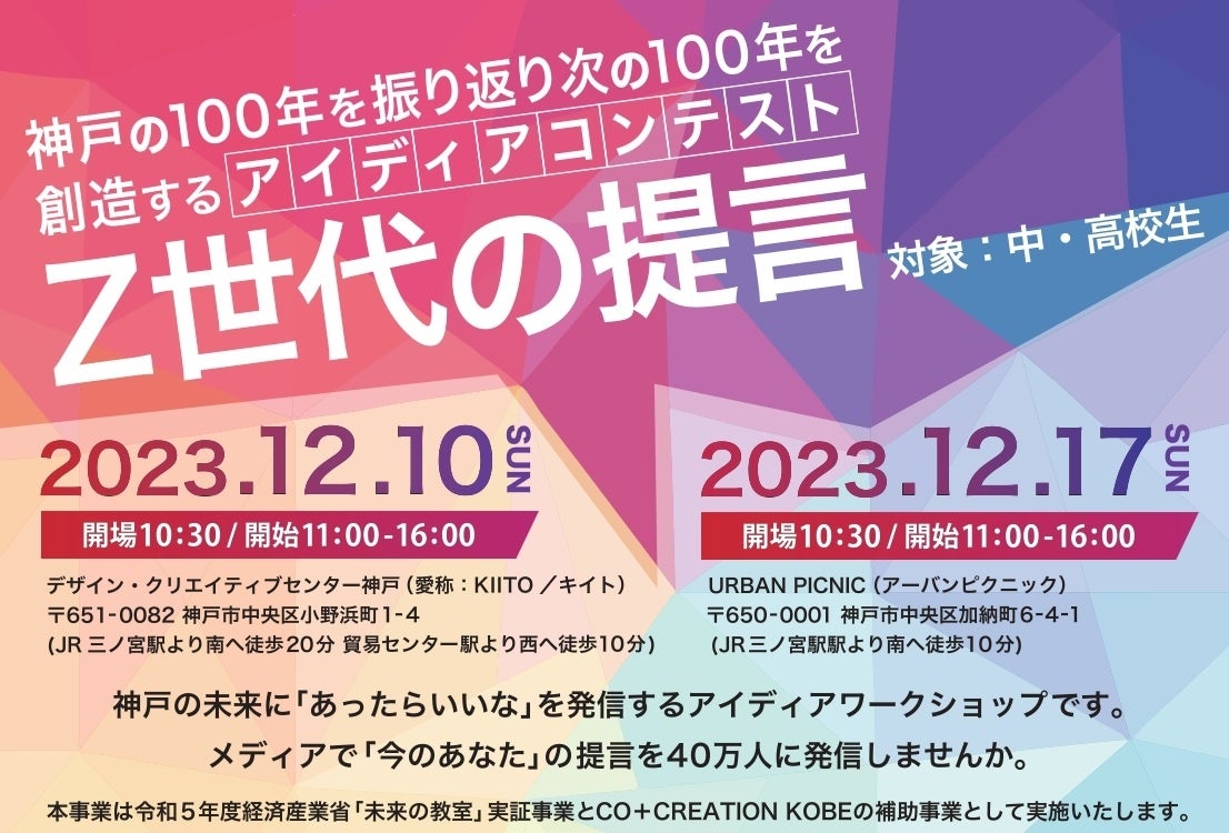 神戸の100年を振り返り次の100年を創造するアイディアコンテスト「Z世代の提言」
