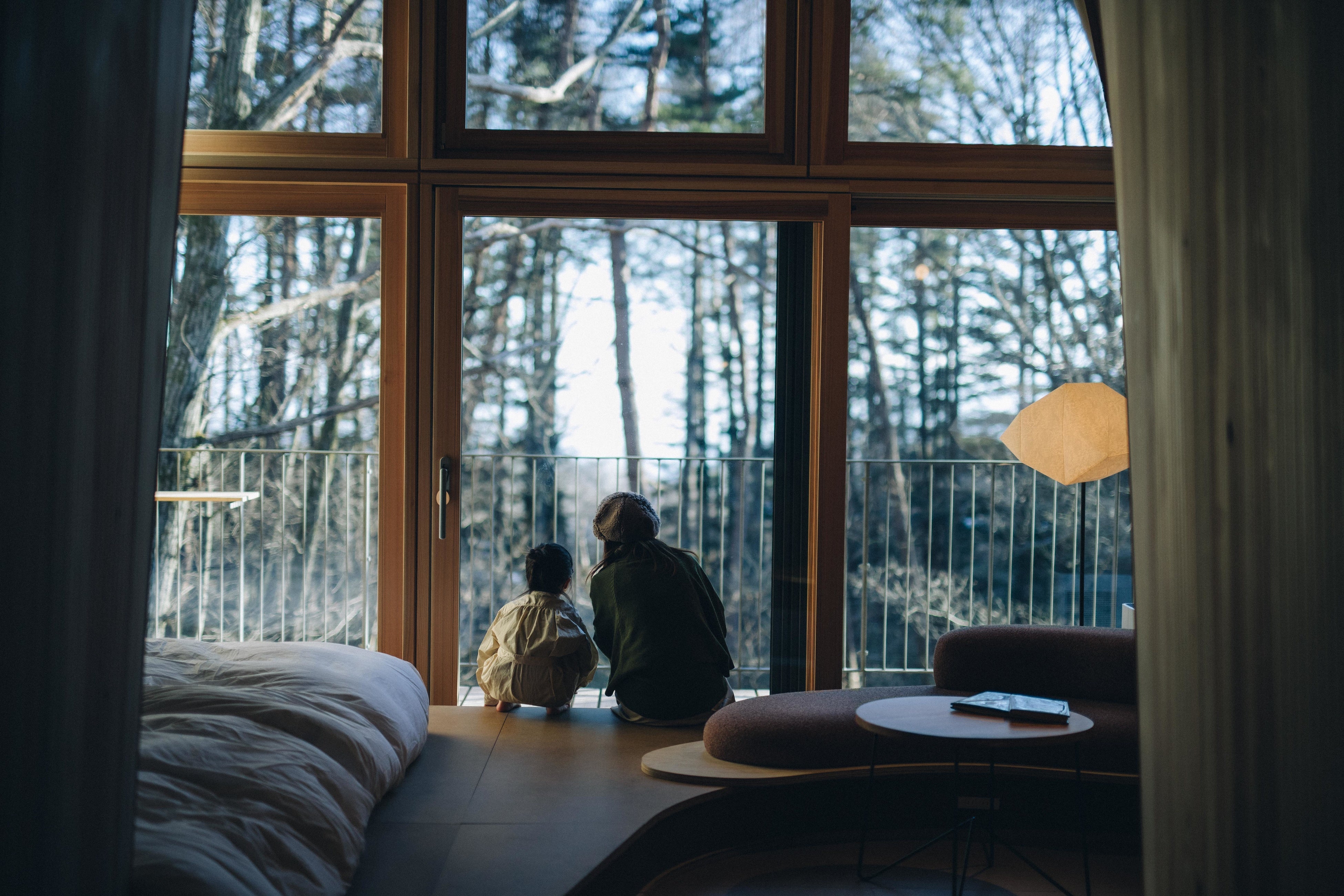 窓越しに広がる自然をあじわう