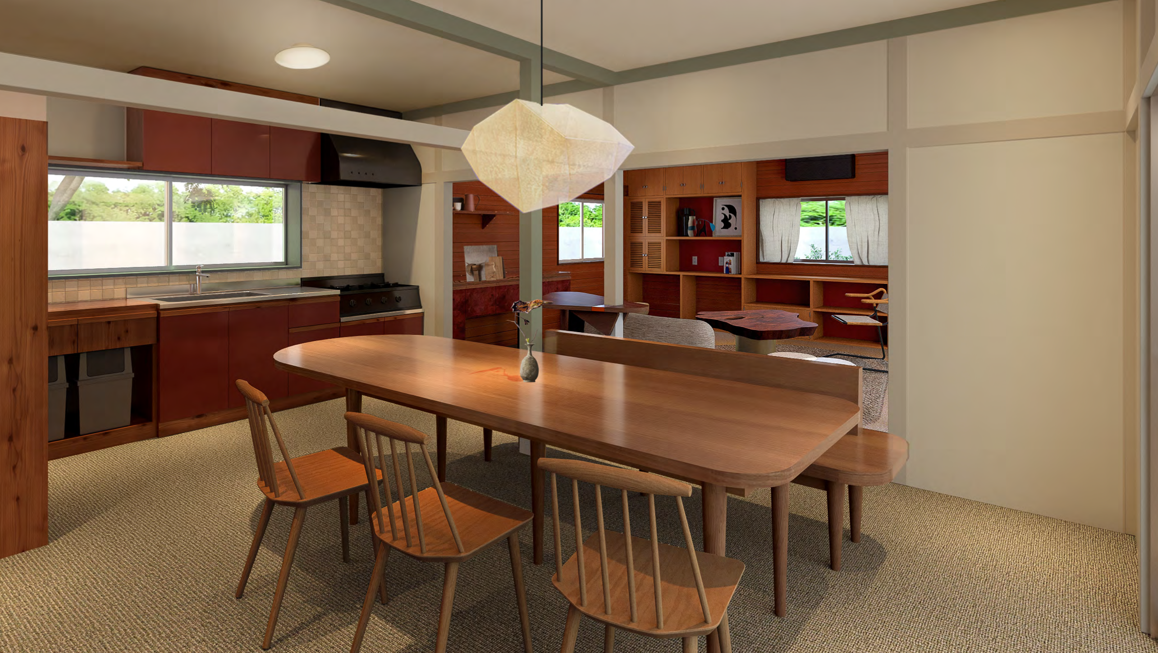 2階の寝室にはワーク用デスクがあり、下の階の賑やかさを感じながらも仕事に集中して取り組むことができる環境を用意。