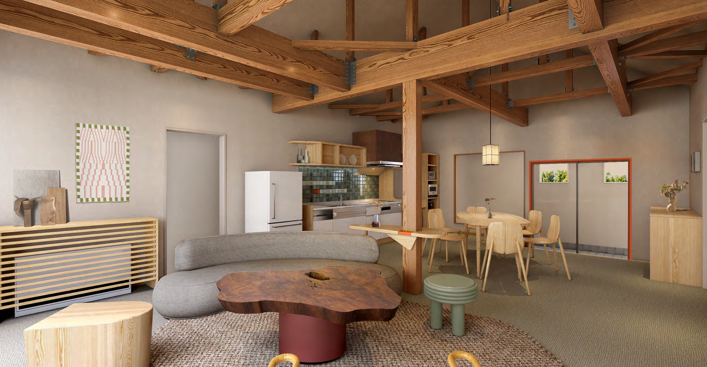 寝室が2部屋あるため友人家族を招き共に滞在を楽しむことが可能。各部屋にデスクもあり。