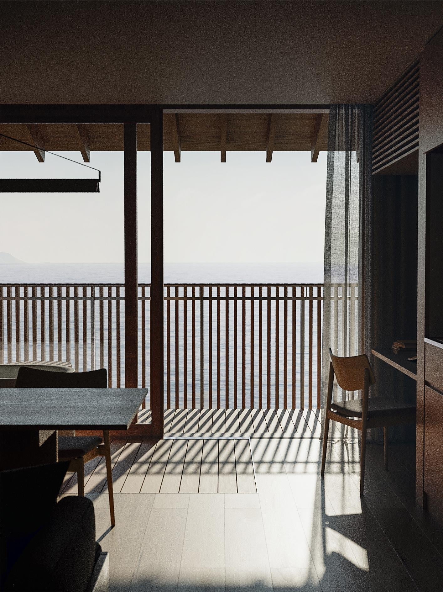 建築家2人暮らし　セミダブル AOBADAI FLAT[unbuilt］ 長屋形式の集合住宅の計画。 薄い