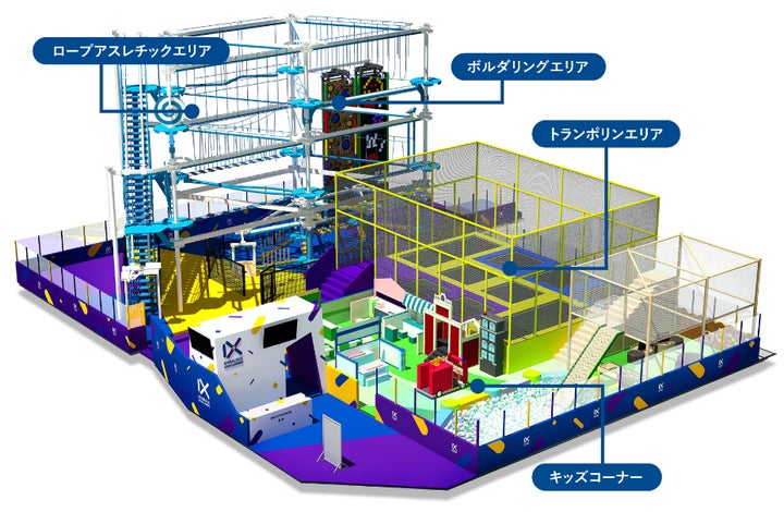 高さ11mのロープアスレチックを屋内で開設 3つの巨大遊具を備えた本格 高さ11mのロープアスレチックを屋内で開設 3つの巨大遊具を備えた本格
