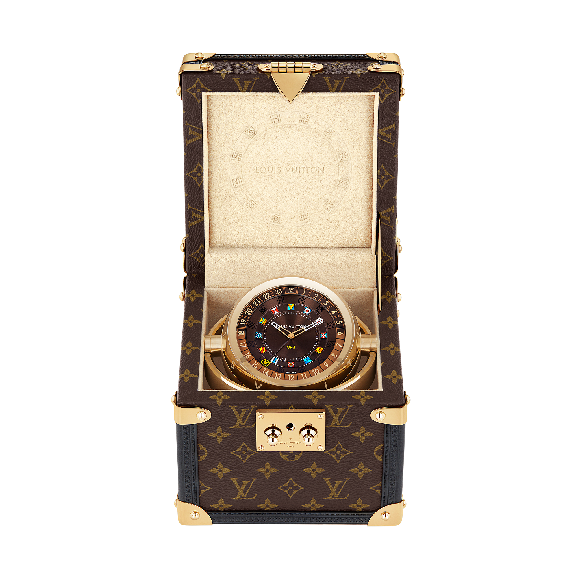 ルイ·ヴィトン】「タンブール デュアル·タイム テーブルクロック