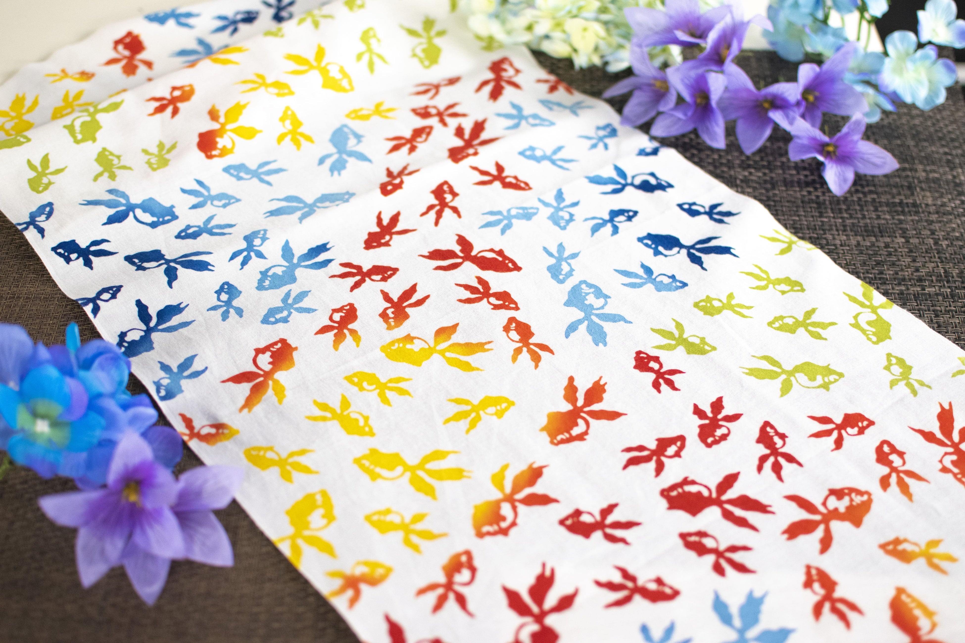 「てぬぐい　金魚」